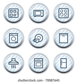 Home appliances web icons, stripped light blue circle buttons