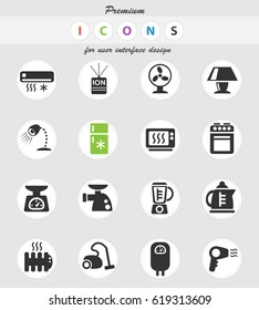 home appliances web icons for user interface design