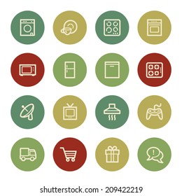 Home appliances web icons, vintage color