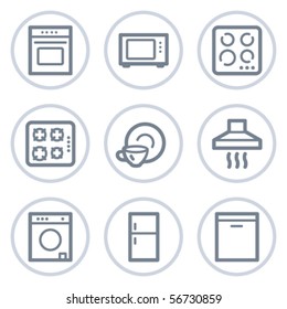 Home appliances web icons, white circle series