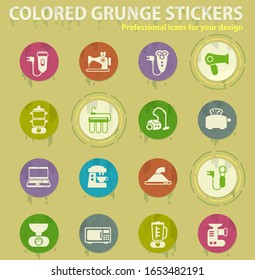 Home applicances colored grunge icons with sweats glue for design web and mobile applications