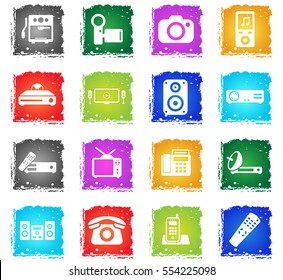Home applicances simply symbols in grunge style for user interface design