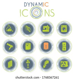 Home applicances vector icons on white background with dynamic lines for animation for web and user interface design