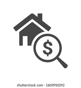 Home appraisal icon. Real estate clipart isolated on white background. Vector illustration.