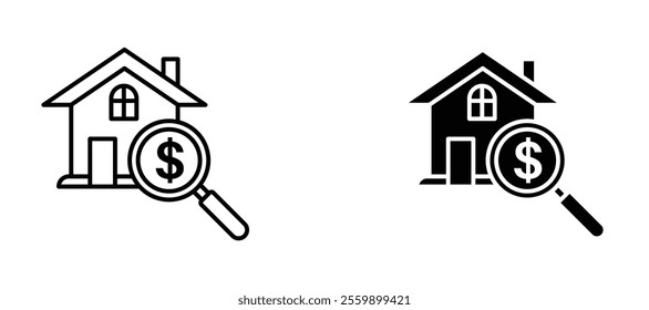 Home appraisal Icon set in black color for ui designs