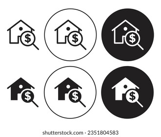 Home appraisal vector icon set. real estate property rent cost symbol in black color. suitable for real estate agencies.