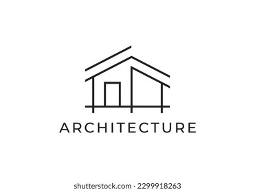 home architect logo design. building simple modern line symbol vector