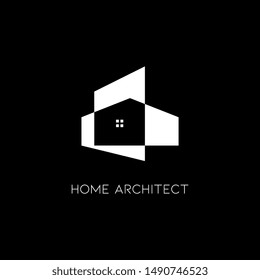 Home architect logo icon abstract minimalist design of house for company template isolated on black background