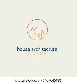 logotipo del arquitecto casero. estilo de línea simple con combinación de colores.