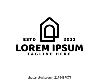 home architect mortgage logo vector icon illustration line outline monoline design