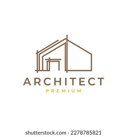 home architect structure construction minimalist modern future simple line logo design vector