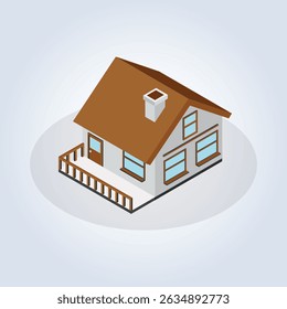 Home architecture in brown color, editable building with an abstract background