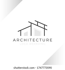 Home architecture building construction company logo design flat style black and gray color isolated abstract background vector illustration