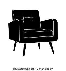 Home armchair black vector icon. black Vector illustration
