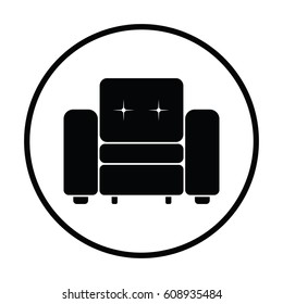 Home armchair icon. Thin circle design. Vector illustration.