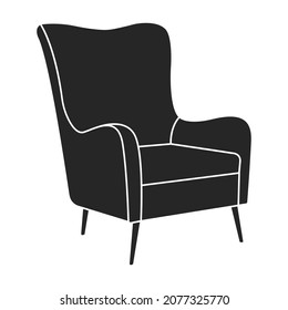 Home armchair vector black icon. Vector illustration comfortable chair on white background. Isolated illustration black icon home armchair.