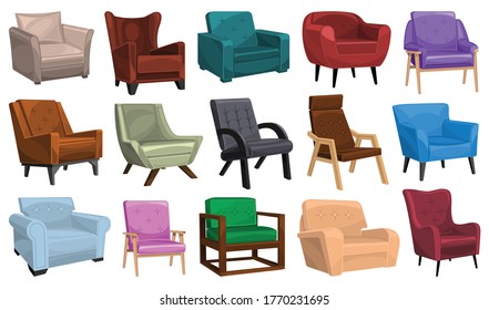 Home armchair vector cartoon set icon. Vector illustration comfortable chair on white background. Isolated cartoon set icon home armchair.
