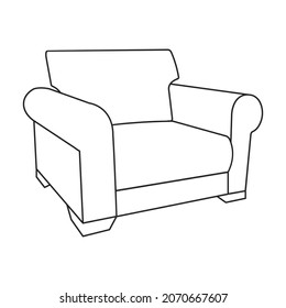 Home armchair vector outline icon. Vector illustration comfortable chair on white background. Isolated illustration outline icon home armchair.