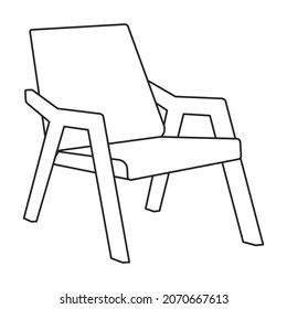 Home armchair vector outline icon. Vector illustration comfortable chair on white background. Isolated illustration outline icon home armchair.