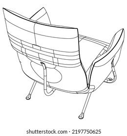 Home armchair vector outline icon. Vector illustration comfortable chair on white background. Isolated illustration outline icon home armchair.