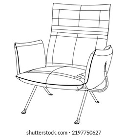 Home armchair vector outline icon. Vector illustration comfortable chair on white background. Isolated illustration outline icon home armchair.