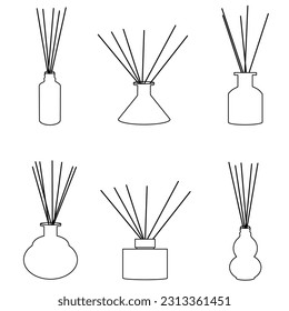 Home aromatherapy vector set. diffusers with sticks