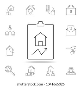 Home arrow in dashboard icon. Set of sale real estate element icons. Premium quality graphic design. Signs, outline symbols collection icon for websites, web design, mobile app on white background