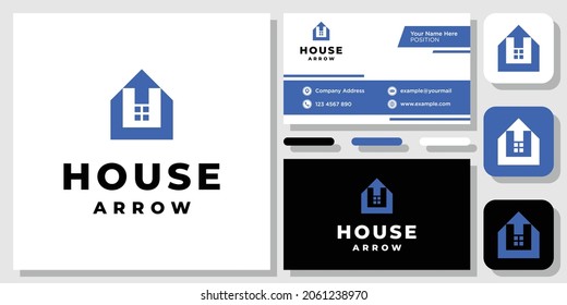 Home Arrow House Up Forward Rent Success logo design inspiration with Layout Template Business Card