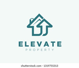 Home arrow up logo design inspiration