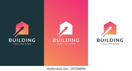 Home arrow logo variations set bundle inspiration template.