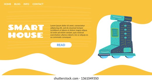 Home assistant and a robot with artificial intelligence. Machine learning skills droid. Help people with disabilities. Technology and the future.