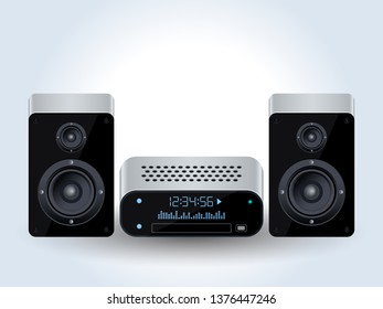 Home audio system realistic vector illustration
