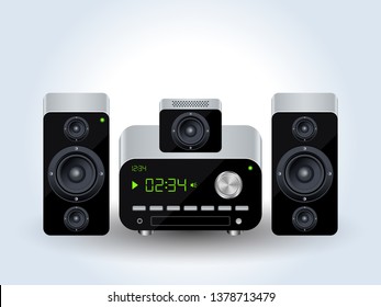 Home audio system realistic vector illustration