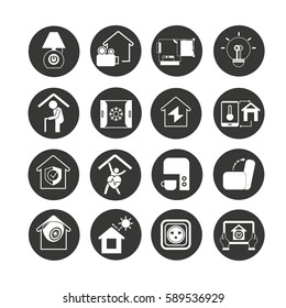 home automation concept icon set in circle buttons