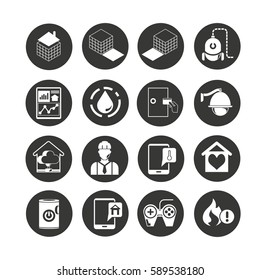 home automation concept icon set in circle buttons