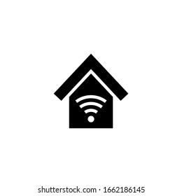 Icono de automatización doméstica en diseño plano sólido negro aislado en fondo blanco