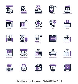 Paquete de iconos de automatización del hogar para su Sitio web, móvil, presentación y diseño de logotipo. Icono de automatización del hogar con diseño de dos tonos. Ilustración gráfica de Vector y trazo editable.