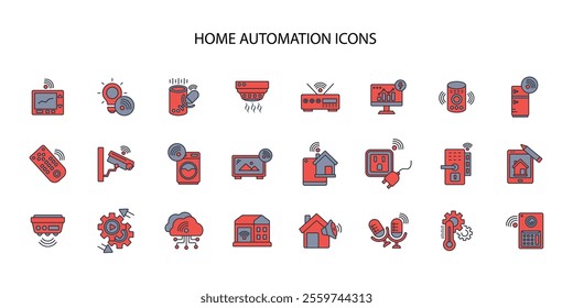 Home automation icon set.vector.Editable stroke.linear style sign for use web design,logo.Symbol illustration.