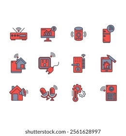 Home automation icon set.vector.Editable stroke.linear style sign for use web design,logo.Symbol illustration.