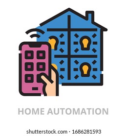 Icono de automatización doméstica para sitios web, aplicaciones, impresión, documento, diseño de afiches, etc.
