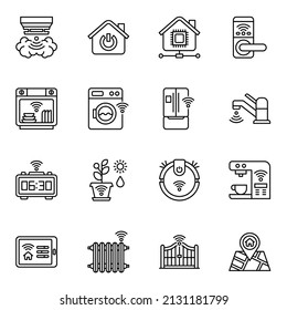 Home automation icons set 2, Smart home icons. Thin line style stroke vector.