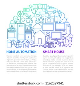 Home Automation Line Template. Vector Illustration of Outline Design.