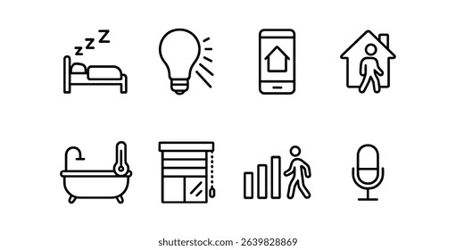 Home automation linear icon set. smart home, technology, devices linear icons collection