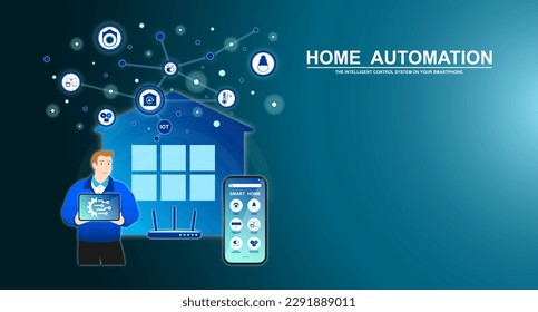 Home automation, Smart home intelligent system, Application on smartphone for security camera, Electric appliance or Device control, Infographic program for monitoring or management in the buildings.