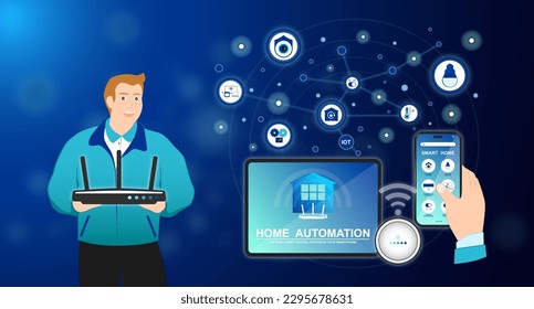 Home automation, Smart home intelligent system, Application on smartphone for security camera, Electric appliance or Device control, Infographic program for monitoring or management in the buildings.