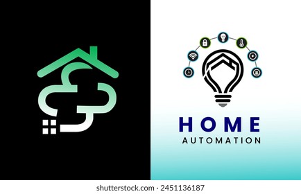 Tecnología de automatización del hogar internet digital electrónico smart building logo icono diseño de Plantilla