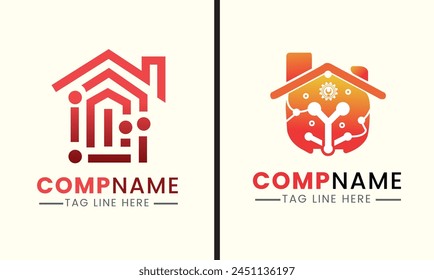 Tecnología de automatización del hogar internet digital electrónico smart building logo icono diseño de Plantilla