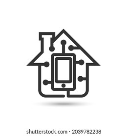 Home automation vector icon or logo. Fit for smart home technology, home security, or home monitoring technology. Line art style with black color