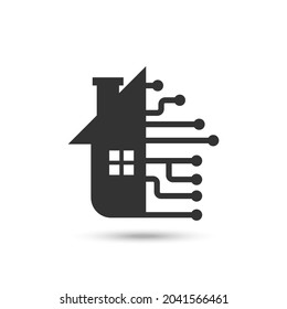 Home automation vector icon or logo. suiteble for smart home technology, home security, or home monitoring technology. Line art style with black color