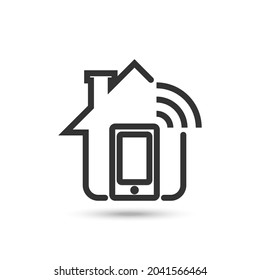 Icono o logotipo del vector de automatización del hogar. idóneo para tecnología de hogar inteligente, seguridad en el hogar o monitorado en el hogar. Estilo de arte de línea con color negro